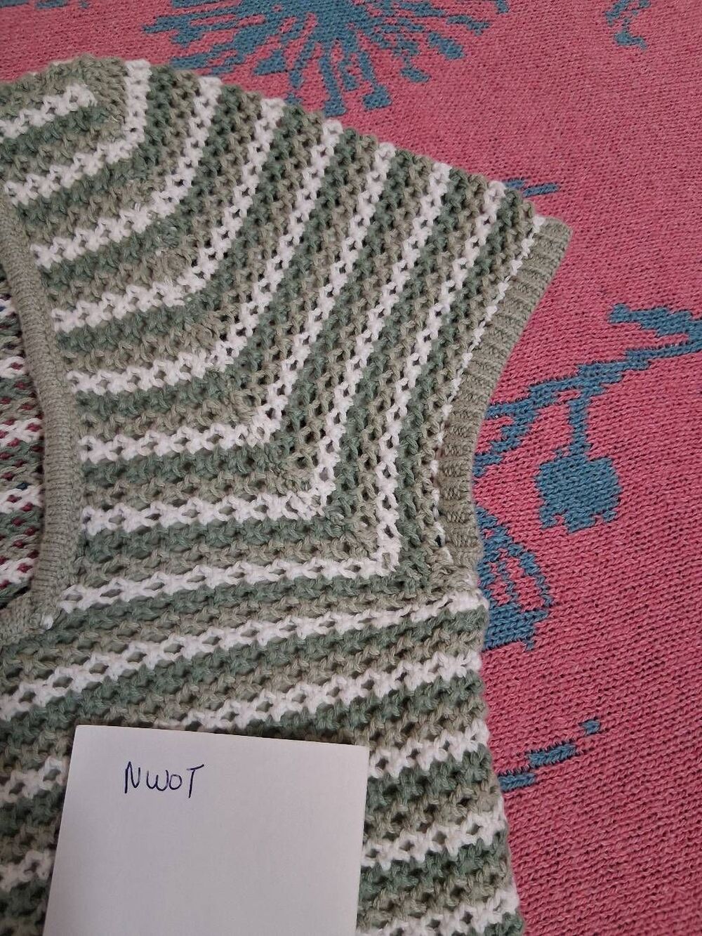 Hollister womens medium square neck crochet knit top sage green cotton - Picture 3 of 8
